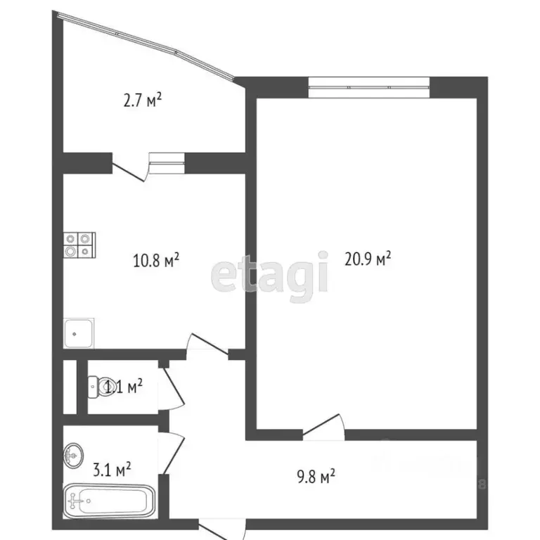1-к кв. Тверская область, Тверь ул. Марии Смирновой, 9 (48.4 м) - Фото 2
