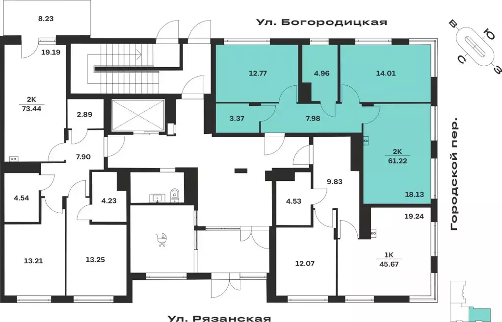 2-к кв. Тульская область, Тула ул. Богородицкая, 8В (61.22 м) - Фото 1