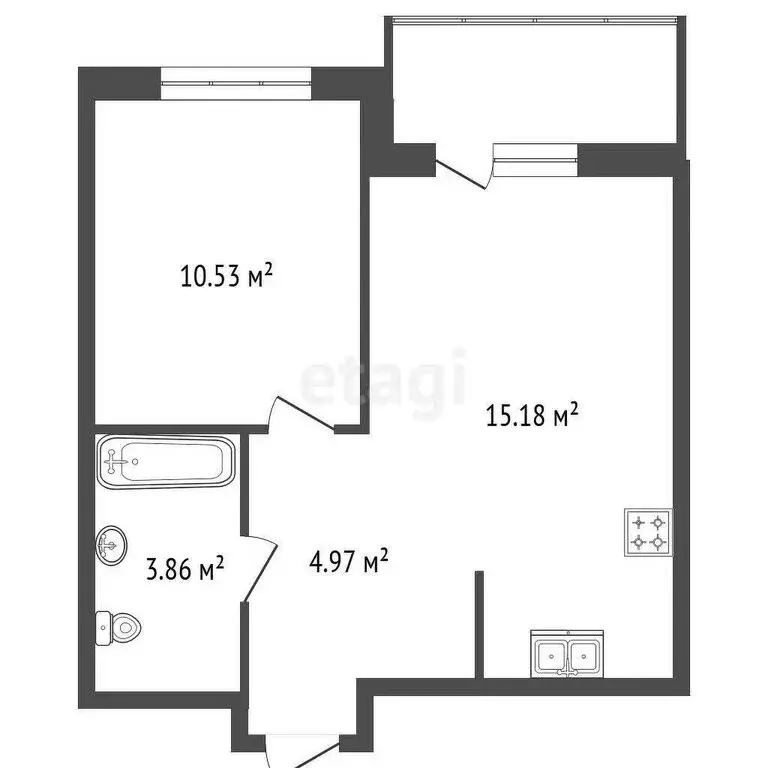 1-комнатная квартира: деревня Новосаратовка, улица Первых, 4к3 (35.6 ... - Фото 0