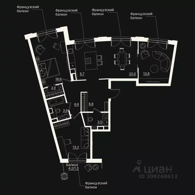 3-к кв. Тюменская область, Тюмень ул. Щербакова, 2к3 (96.08 м) - Фото 0