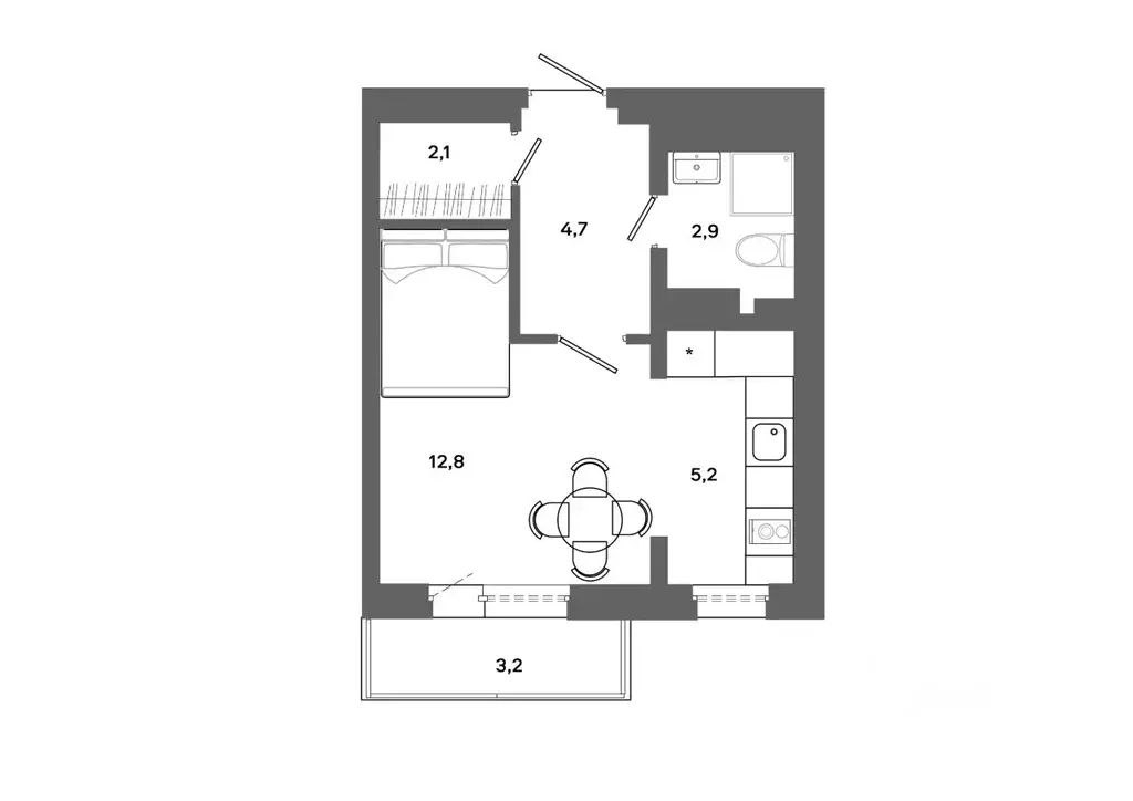 1-к кв. Ханты-Мансийский АО, Сургут 30А мкр,  (28.66 м) - Фото 0