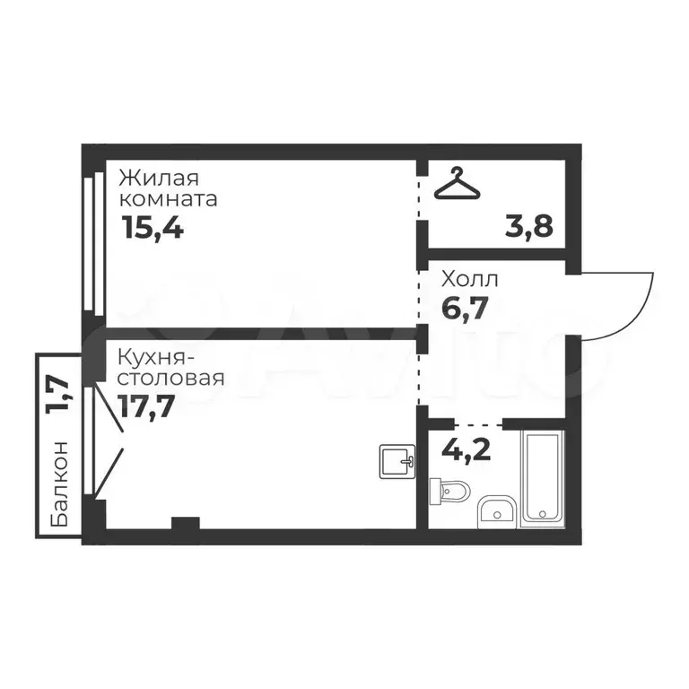 1-к. квартира, 47,8 м, 3/24 эт. - Фото 0