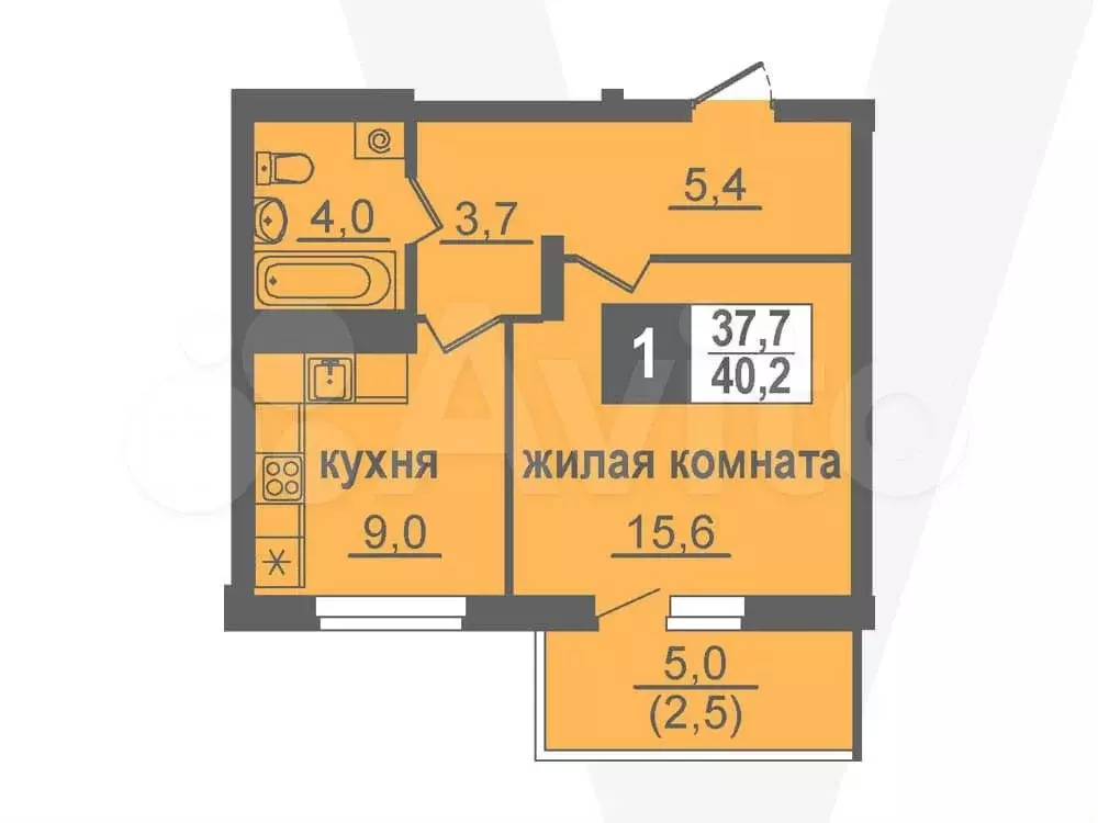 1-к. квартира, 40,2 м, 14/14 эт. - Фото 0