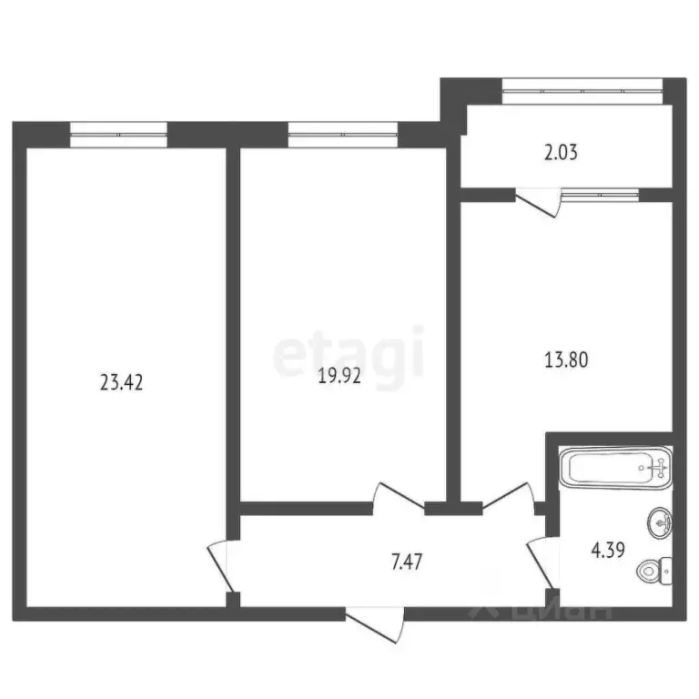 2-к кв. Карачаево-Черкесия, Черкесск ул. Космонавтов, 22Б (71.03 м) - Фото 1