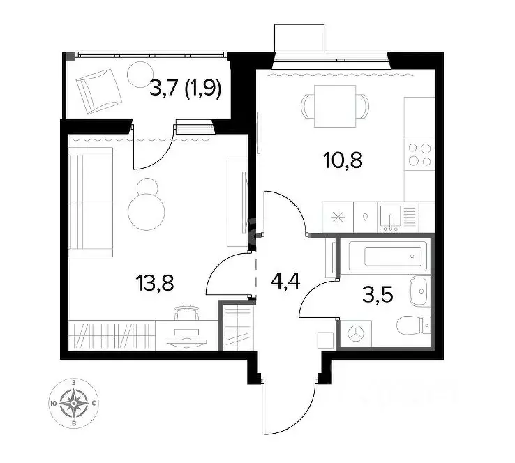 1-к кв. Москва Ленинградское ш., 228к6 (34.1 м) - Фото 1