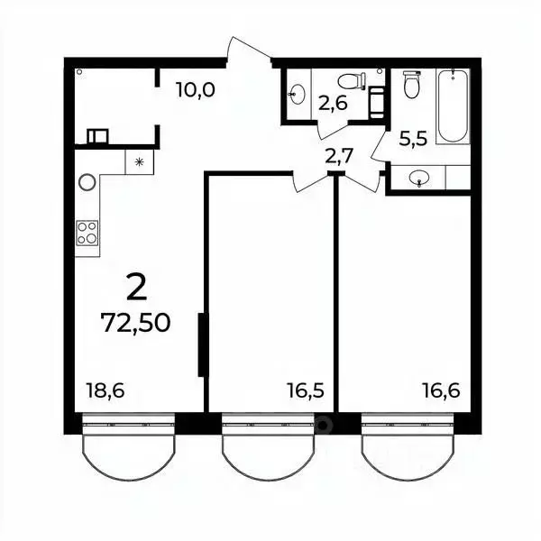 2-к кв. Нижегородская область, Нижний Новгород ул. Воровского, 8 (72.5 ... - Фото 1