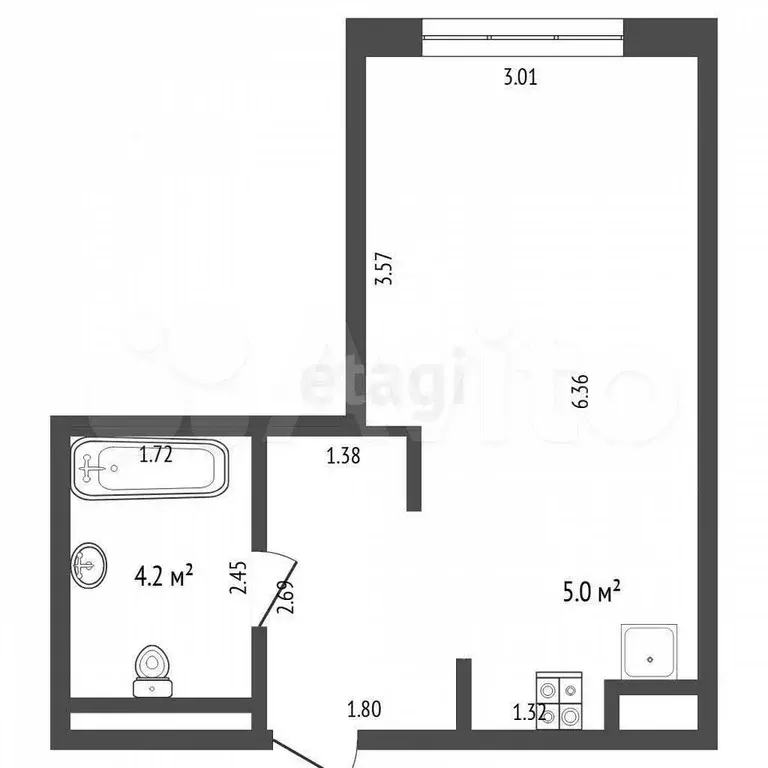 Квартира-студия, 25,5 м, 1/16 эт. - Фото 0