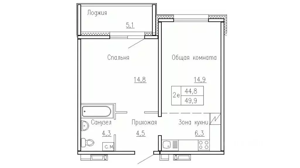 2-к кв. Новосибирская область, Новосибирский район, Краснообск рп, 3-й ... - Фото 0