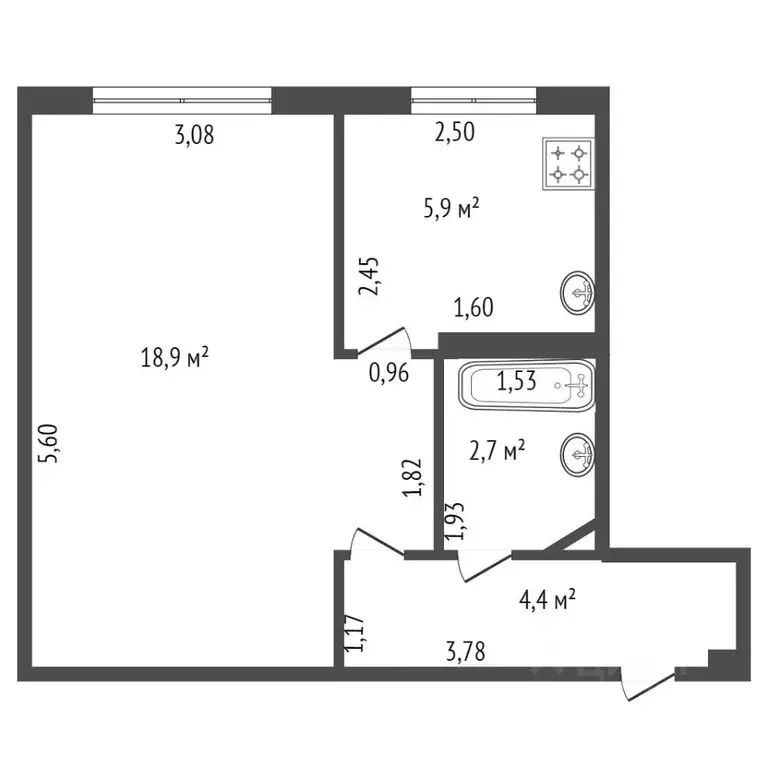 1-к кв. Башкортостан, Уфа ул. Кирова, 95 (31.9 м) - Фото 1