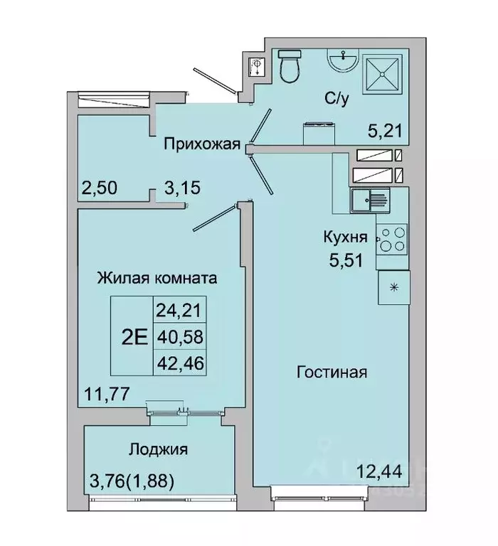 2-к кв. Ростовская область, Батайск ул. Булгакова, 11 (42.46 м) - Фото 1