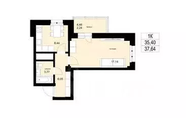 1-к кв. Красноярский край, Красноярск Аральская ул., 39 (41.9 м) - Фото 1