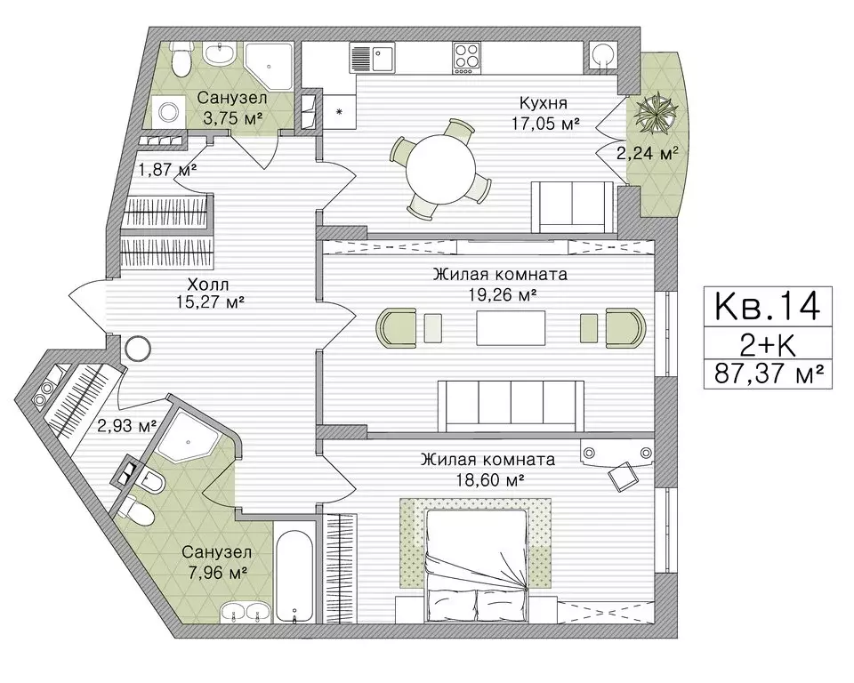 2-комнатная квартира: Рязань, улица Свободы, 74Б (87.37 м) - Фото 0