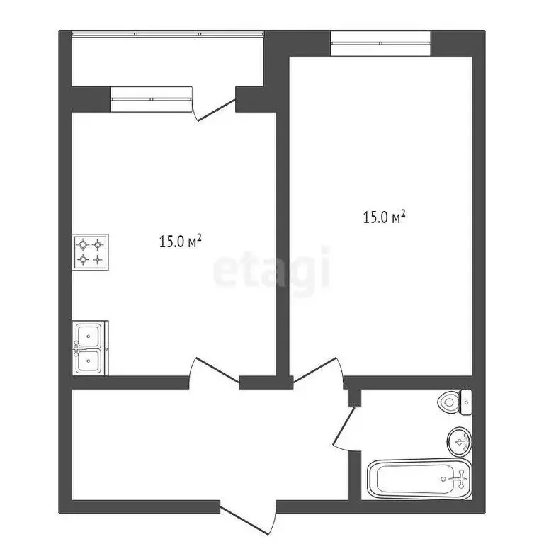 1-комнатная квартира: село Новобессергеневка, микрорайон Авиатор, ... - Фото 1