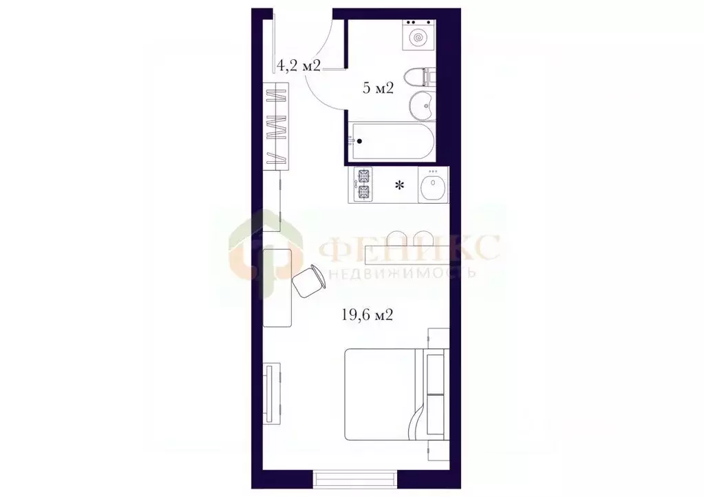 Студия Санкт-Петербург № 54 муниципальный округ,  (28.46 м) - Фото 2