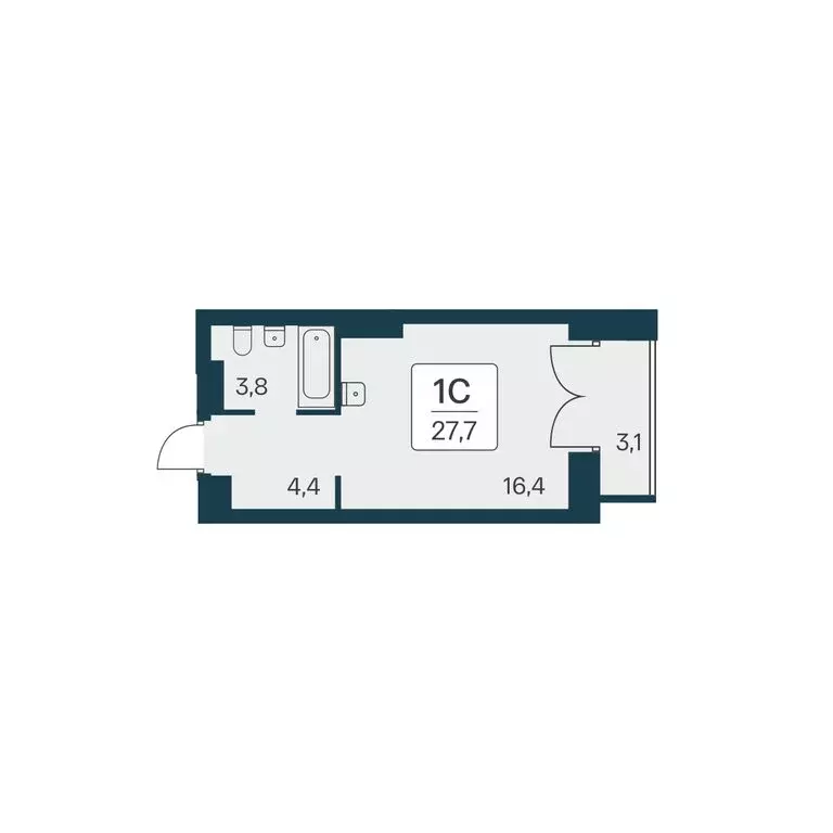 Квартира-студия: Новосибирск, ЖК Расцветай на Красном (27.7 м) - Фото 0