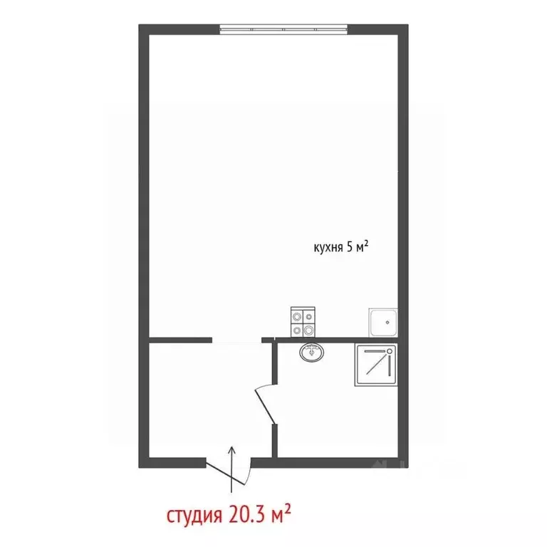 Студия Свердловская область, Екатеринбург ул. Гаршина, 3/2 (20.3 м) - Фото 1
