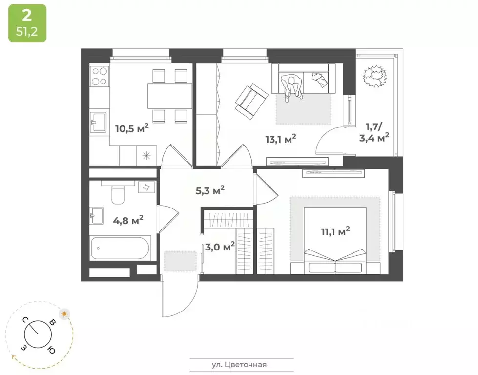 2-к кв. Тверская область, Тверь Соминка мкр,  (49.5 м) - Фото 0