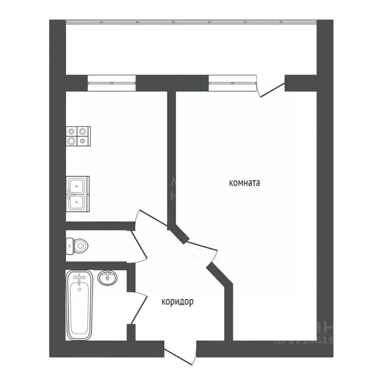 1-к кв. Тюменская область, Тюмень ул. Щербакова, 150к1 (34.9 м) - Фото 2