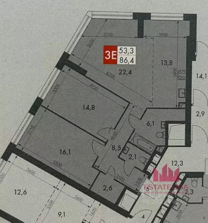 3-к кв. Москва ул. Академика Волгина, 2 (86.4 м) - Фото 2