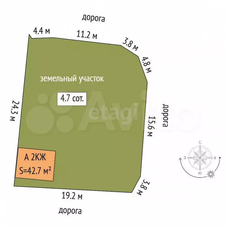 Дача 42,7 м на участке 4,7 сот. - Фото 0