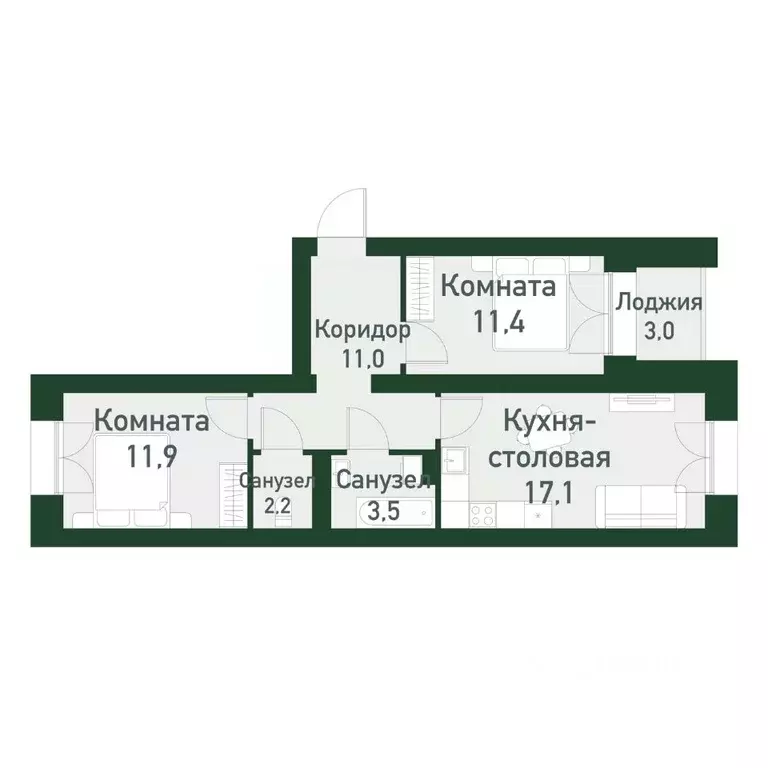 2-к кв. Свердловская область, Екатеринбург Твоя Привилегия жилой ... - Фото 0