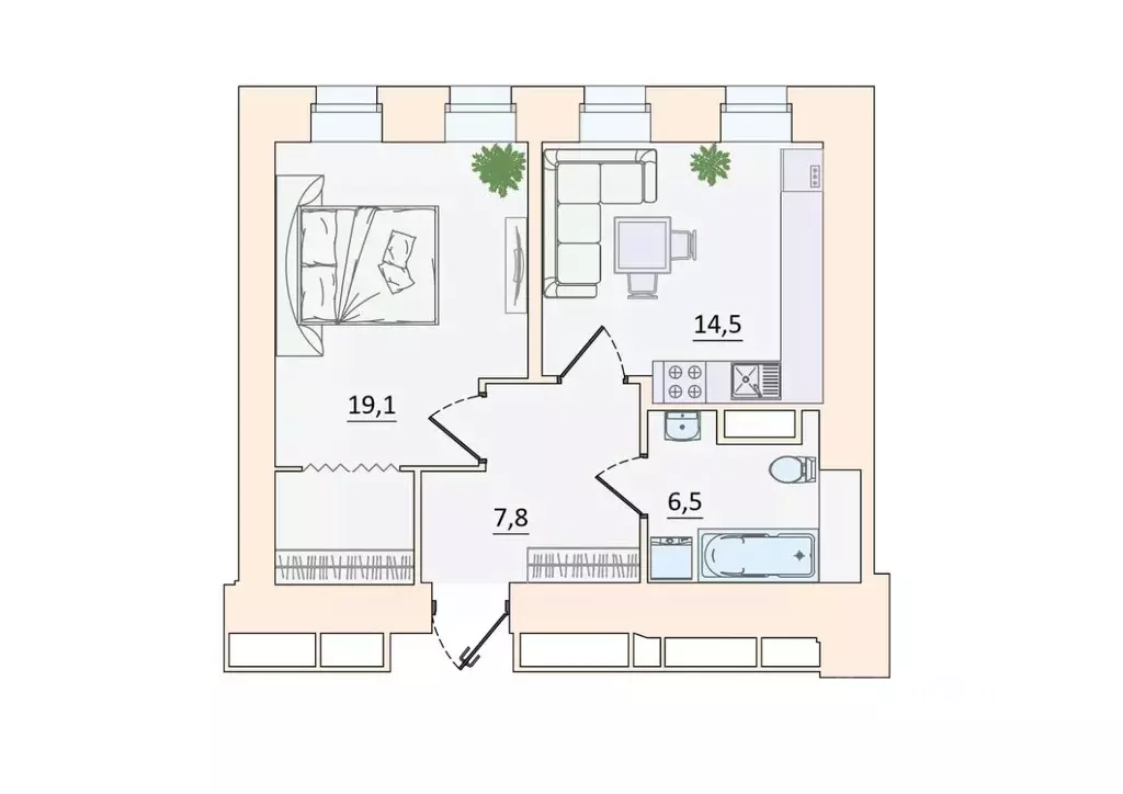 1-к кв. Санкт-Петербург просп. Малый Петроградской стороны, 79-81-83 ... - Фото 2