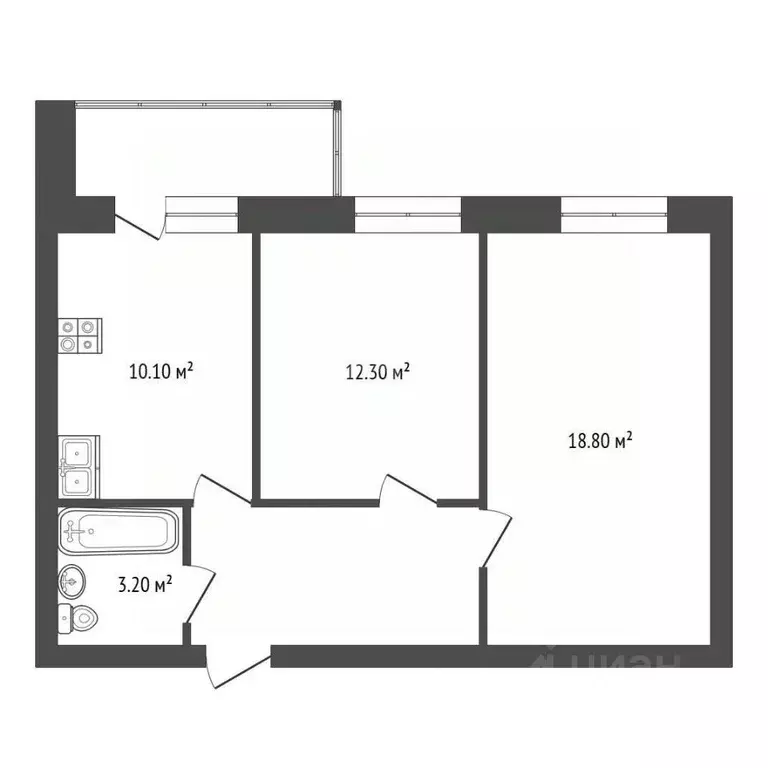 2-к кв. Вологодская область, Вологда Ленинградская ул., 62 (52.0 м) - Фото 2