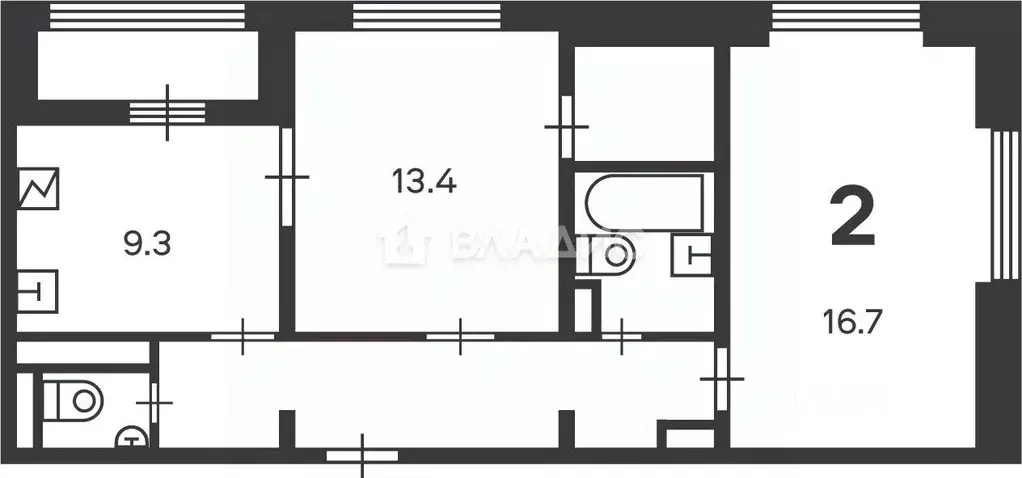2-к кв. Москва ул. Маршала Еременко, 5к1 (56.3 м) - Фото 2