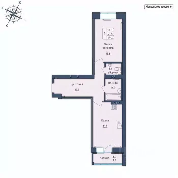 1-к кв. Орловская область, Орел Московское ш., 7Б (49.2 м) - Фото 0