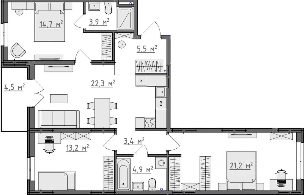 3-к кв. Владимирская область, Владимир Сновицы-Веризино мкр,  (91.35 ... - Фото 1