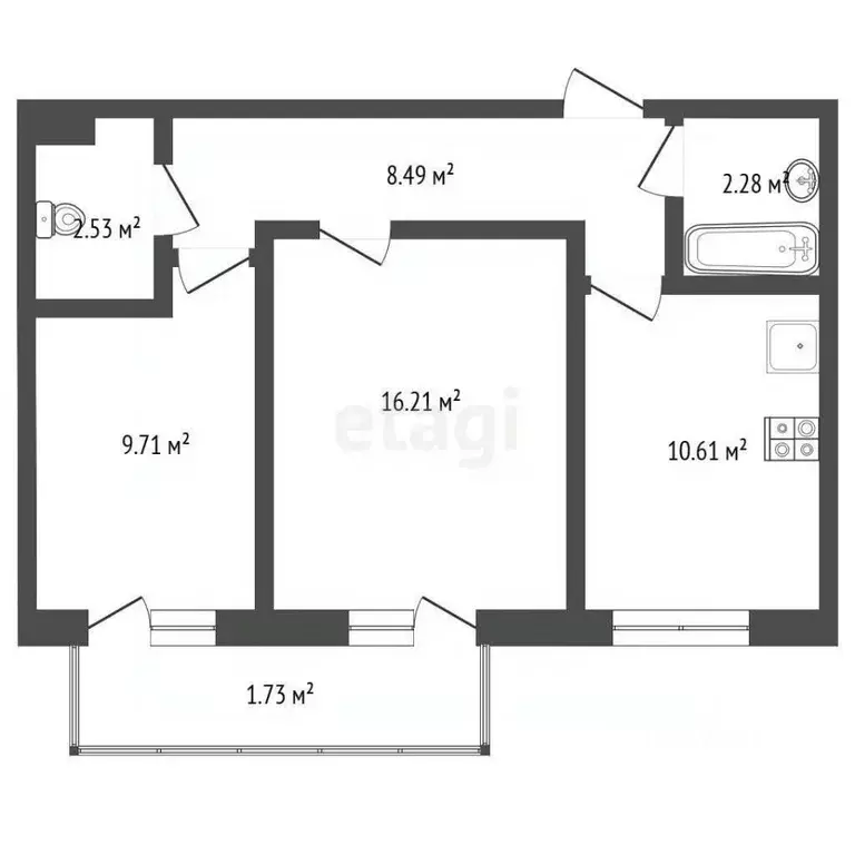 2-к кв. Крым, Саки ул. Набережная (50.7 м) - Фото 1