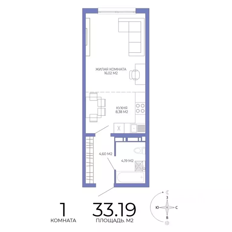 1-к кв. Пензенская область, Пенза Лугометрия жилой комплекс (33.19 м) - Фото 1
