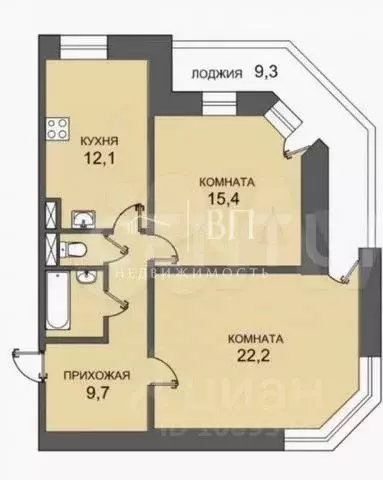 2-к кв. Санкт-Петербург бул. Новаторов, 67к2 (63.4 м) - Фото 1