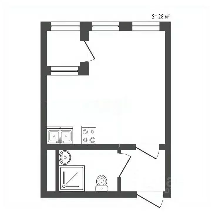 Студия Санкт-Петербург ул. Челюскина, 4 (28.0 м) - Фото 2