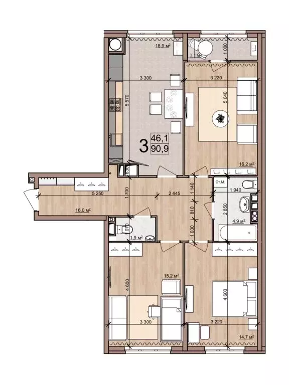 3-комнатная квартира: Рязань, Быстрецкая улица, 18к2 (87.8 м) - Фото 0