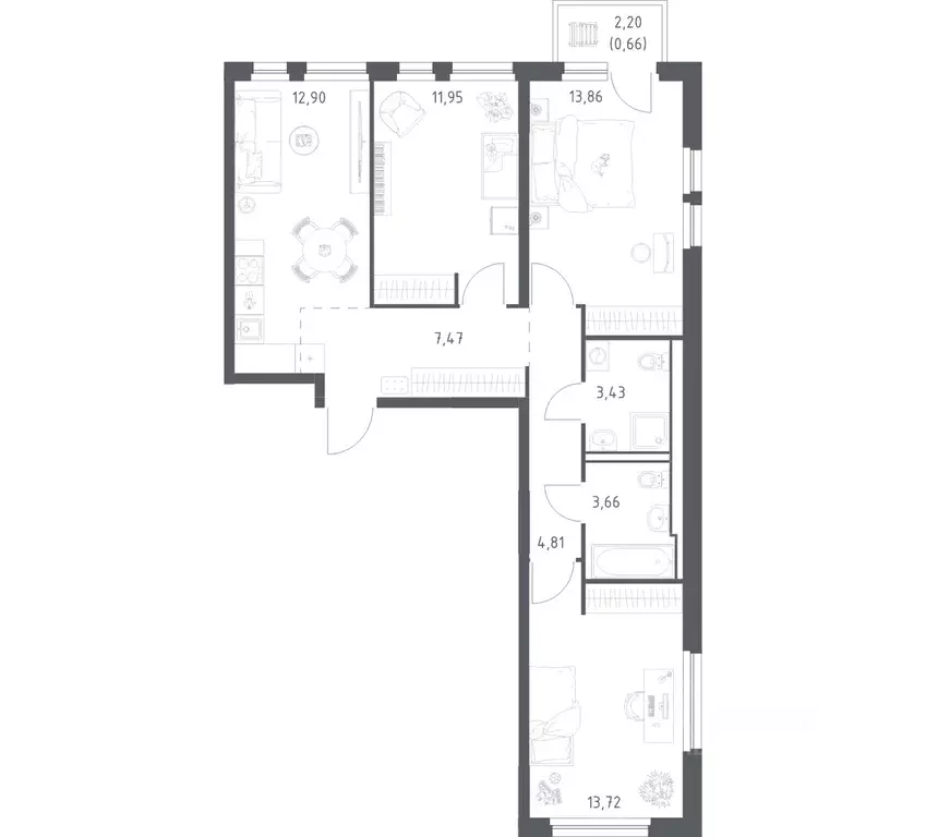 3-к кв. Ленинградская область, Всеволожский район, Свердловское ... - Фото 1
