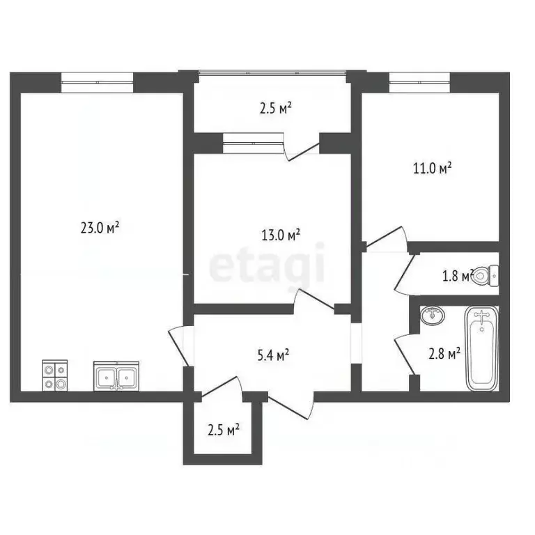 2-к кв. Ростовская область, Батайск ул. Котова, 12к1 (63.0 м) - Фото 2