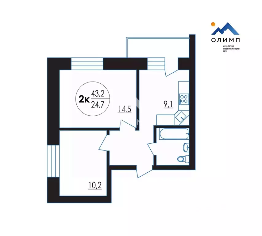 2-к кв. Вологодская область, Вологда Судоремонтная ул., 2Г (43.2 м) - Фото 2