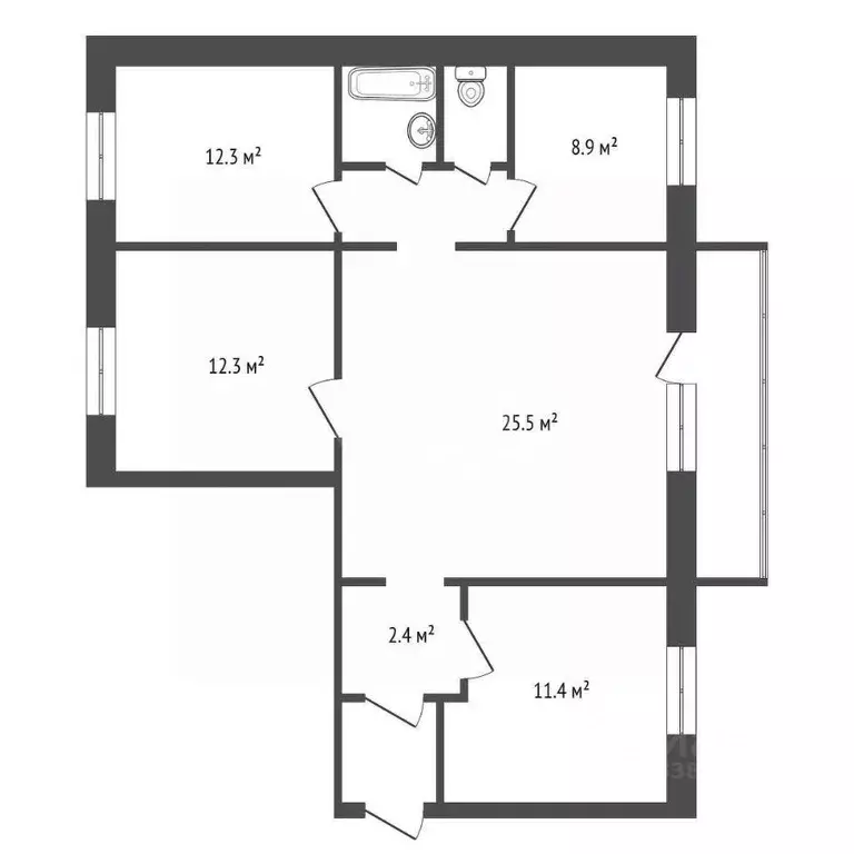 4-к кв. Красноярский край, Красноярск ул. Молокова, 17 (80.4 м) - Фото 2