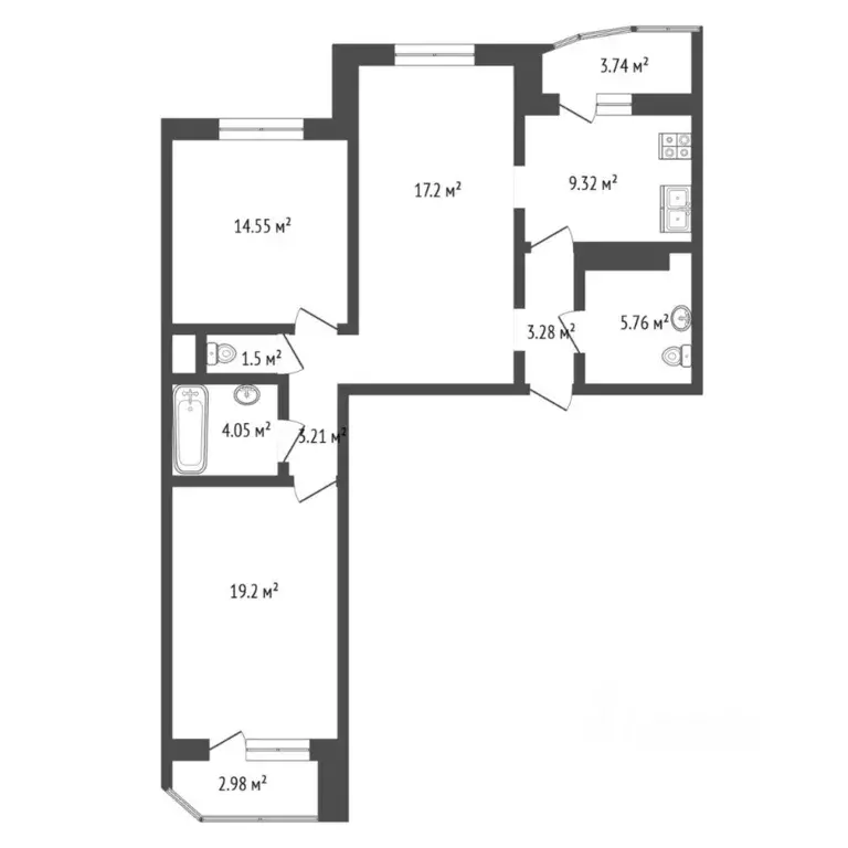 3-к кв. Тюменская область, Тюмень ул. Валентины Трофимовой, 13 (83.3 ... - Фото 2