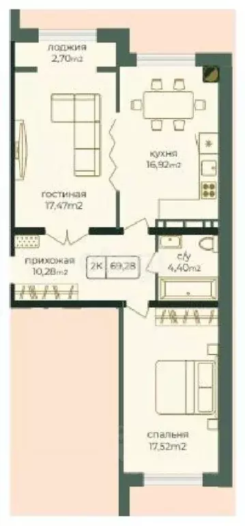 2-к кв. Дагестан, Каспийск просп. Акулиничева (69.28 м) - Фото 0