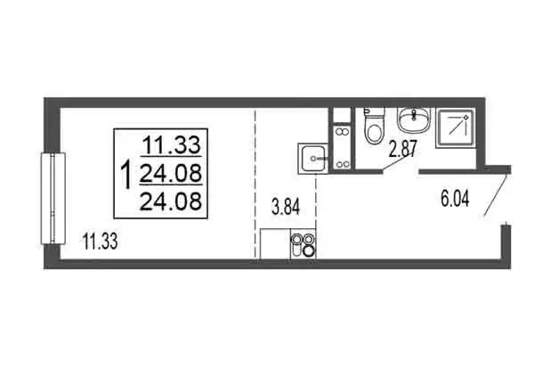 Квартира-студия: Лыткарино, 6-й микрорайон, 15Д (24.08 м) - Фото 0