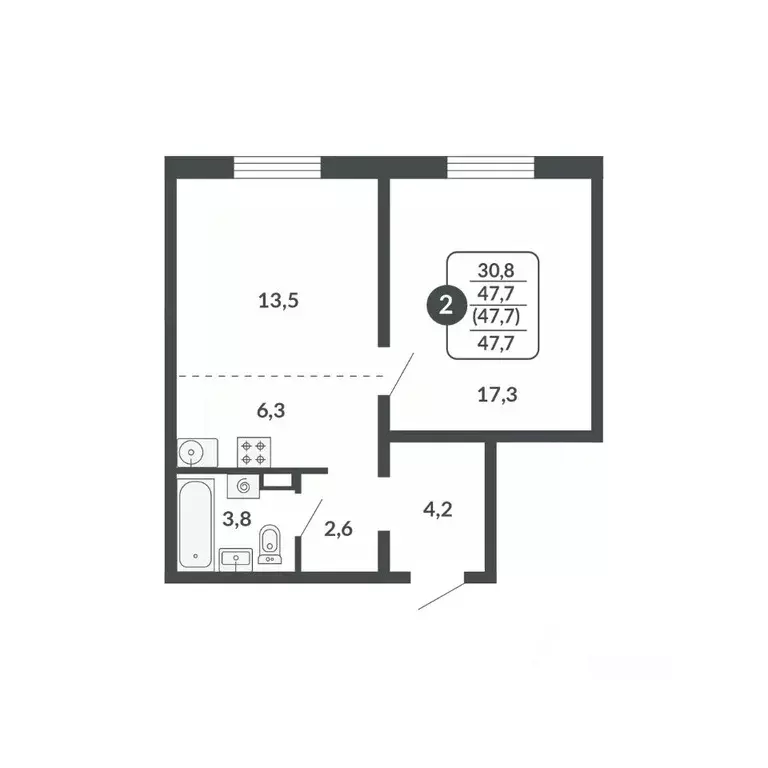 2-к кв. Кировская область, Киров Московская ул., 209 (47.7 м) - Фото 1