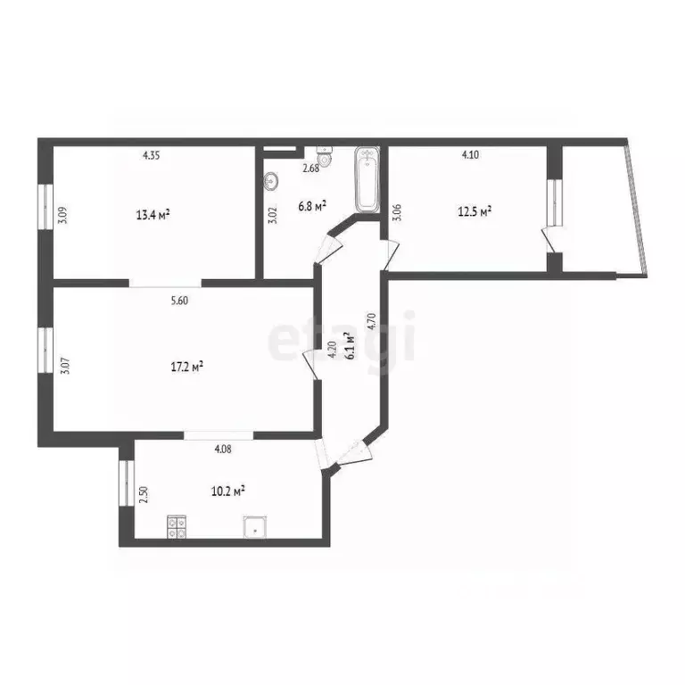 3-к кв. Тюменская область, Тюмень ул. Немцова, 39 (66.3 м) - Фото 0
