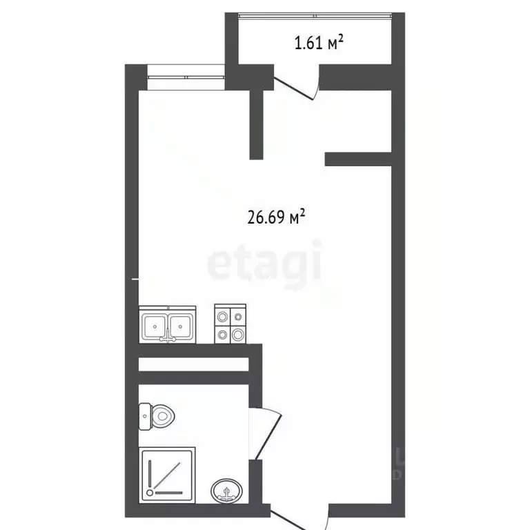 Студия Тюменская область, Тюменский муниципальный округ, д. Патрушева ... - Фото 1