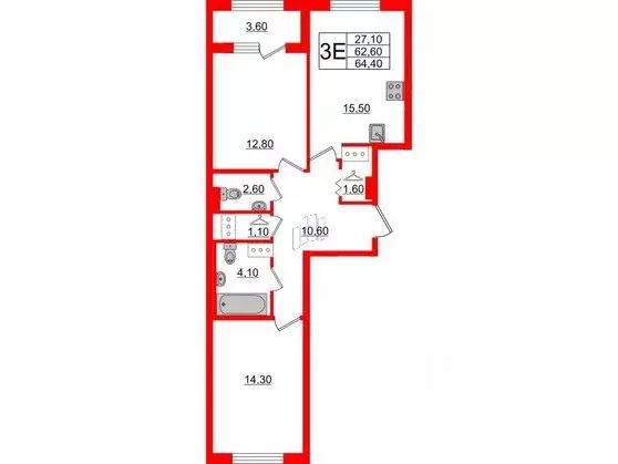 2-к кв. Санкт-Петербург ул. Парфеновская, 7 (64.3 м) - Фото 0