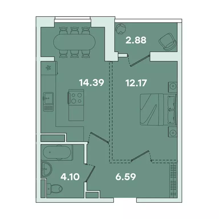 1-комнатная квартира: Иркутск, улица Петрова, 18 (40.13 м) - Фото 0