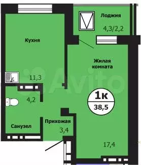 1-к. квартира, 38,5 м, 16/19 эт. - Фото 0