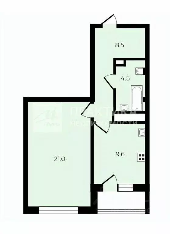 Квартира, 1 комната, 43 м - Фото 1