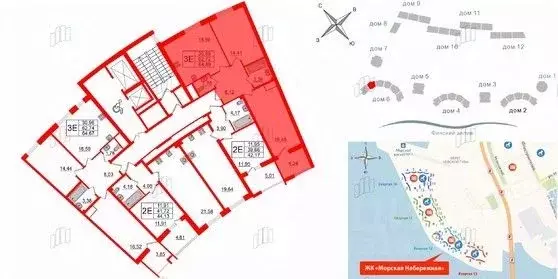 2-к кв. Санкт-Петербург наб. Миклухо-Маклая, 1к1 (64.89 м) - Фото 1